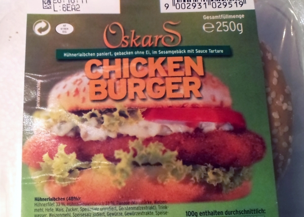 Oskars Chickenburger Verpackung Detail