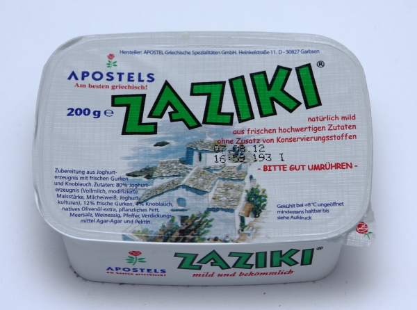 griechisches tsatsiki tzaziki bilder verpackung fotos