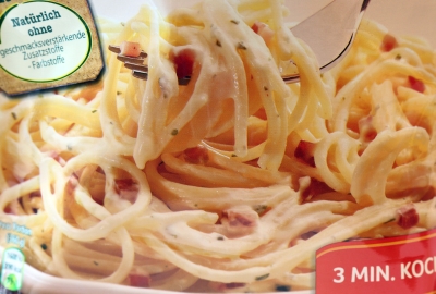 knorr spaghetti carbonara echtes aussehen packung detail foto