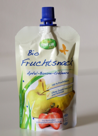 Hofer Bio Fruchtsnack Drink Snack Apfel Banane Erdbeere